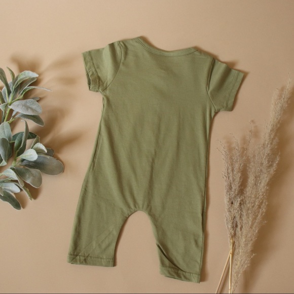 Button Front Short Sleeve Jumper Olive Green Baby - Picture 4 of 6